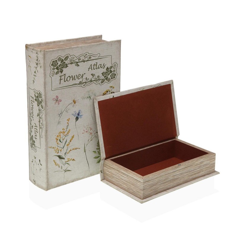 Scatola Decorativa Versa Tela Legno MDF Fiori