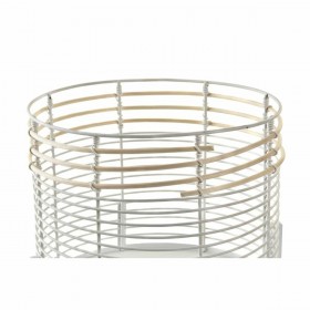 Set di Vasi DKD Home Decor Bianco Naturale Metallo Rattan Quadrato 25 x 25 x 32 cm (2 Unità)