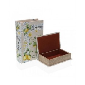 Scatola Decorativa Versa Tela Legno MDF Limone