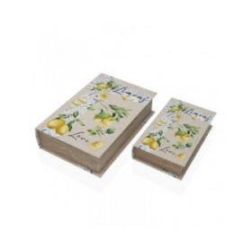Scatola Decorativa Versa Tela Legno MDF Limone