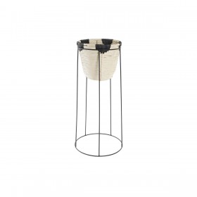 Vaso DKD Home Decor Naturale Nero Metallo Coloniale Fibra (30 x 30 x 62 cm)