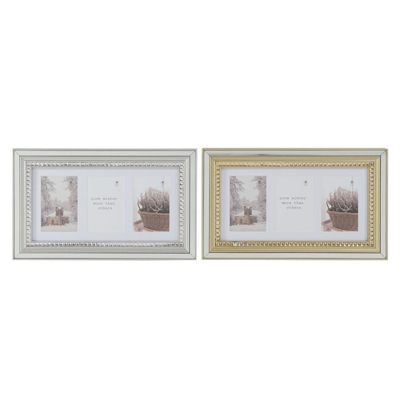 Cornice Portafoto DKD Home Decor Luxury Dorato Argentato Cristallo polistirene Tradizionale 46,5 x 2 x 28,5 cm (2 Unità)