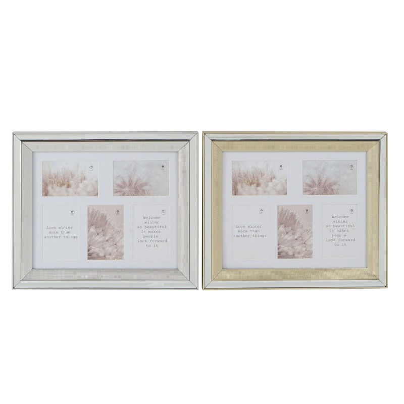 Cornice Portafoto DKD Home Decor Dorato Argentato Alluminio Cristallo polistirene Tradizionale 47 x 2 x 40 cm (2 Unità)