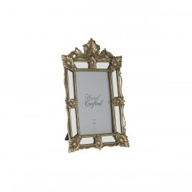 Cornice Portafoto DKD Home Decor Champagne Resina Cristallo Specchio Shabby Chic 16 x 2 x 25 cm