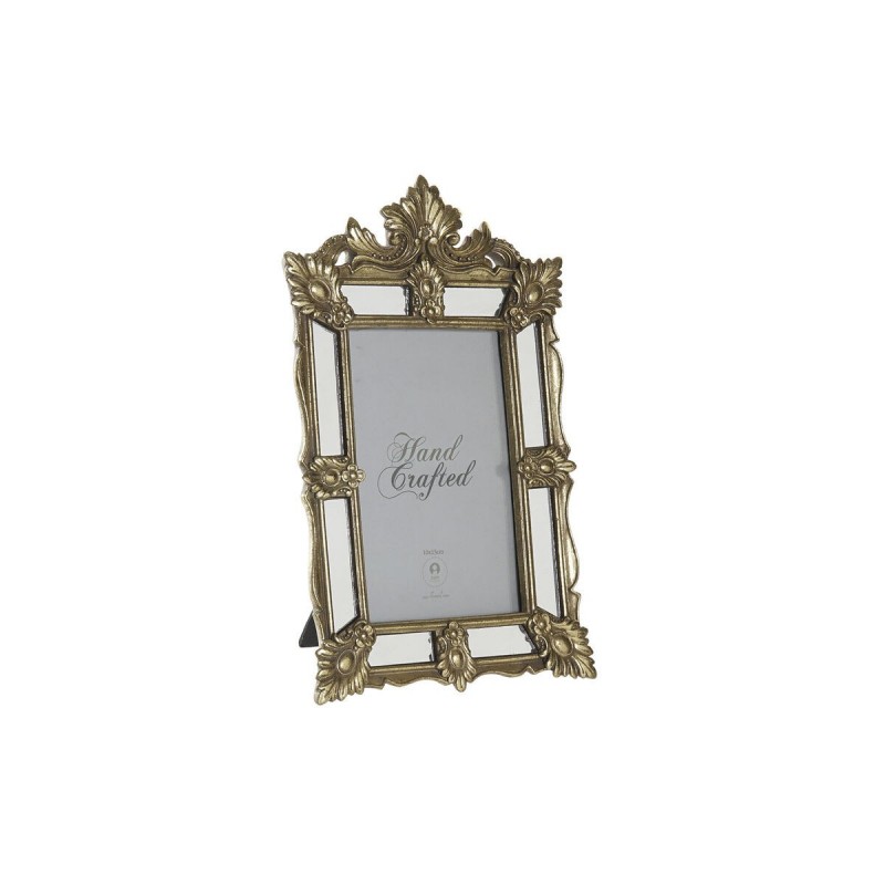 Cornice Portafoto DKD Home Decor Champagne Resina Cristallo Specchio Shabby Chic 16 x 2 x 25 cm