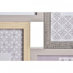 Cornice Portafoto DKD Home Decor Grigio Naturale Legno Cristallo Classico Boho 45 x 2 x 28 cm