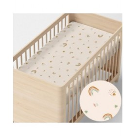 Lenzuolo con angoli HappyFriday Iris Beige Multicolore 70 x 140 x 14 cm