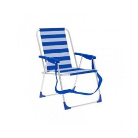 Marbueno Sedia Pieghevole Alluminio Righe Blu e Bianco Spiaggia e Piscina 53X56X78 cm 10312
