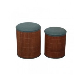 Puff Versa Verde Lino Bambù Legno MDF