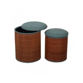 Puff Versa Verde Lino Bambù Legno MDF