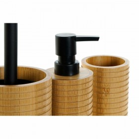 Set da Bagno DKD Home Decor Nero 7 x 7 x 16,5 cm Naturale (3 Pezzi)