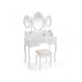 Toeletta Versa Bianco Legno Cristallo Legno MDF 40 X 144 X 90 CM