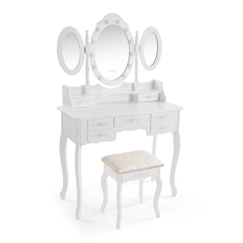 Toeletta Versa Bianco Legno Cristallo Legno MDF 40 X 144 X 90 CM
