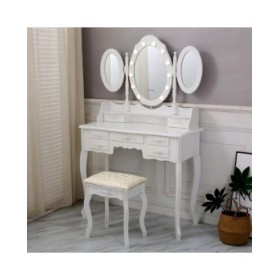 Toeletta Versa Bianco Legno Cristallo Legno MDF 40 X 144 X 90 CM