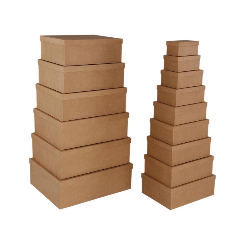 Set di Scatole Decorative Versa Marrone Cartone (15 Pezzi)