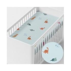 Lenzuolo con angoli HappyFriday Mini dinosaur Azzurro Multicolore 70 x 140 x 14 cm