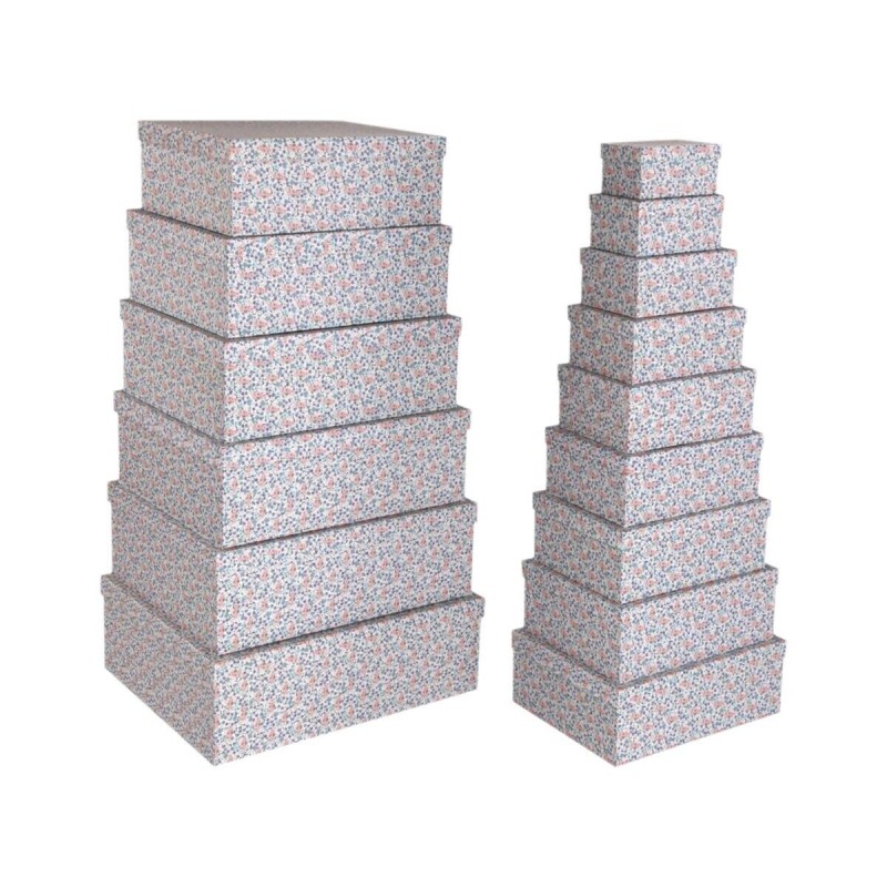 Set di Scatole Decorative Versa Rosa Cartone Fiori (15 Pezzi)