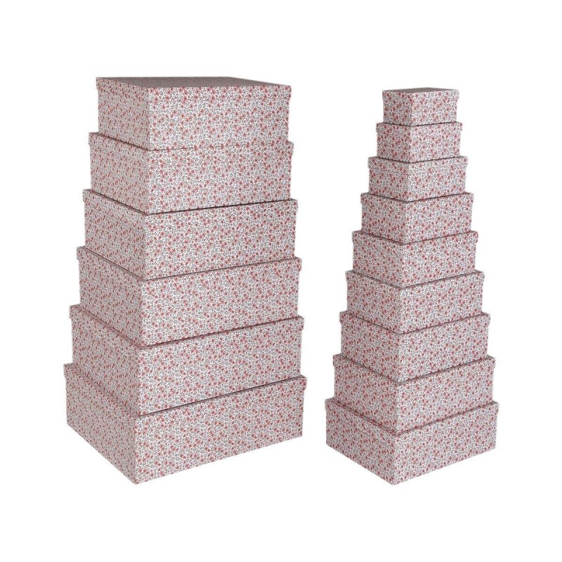 Set di Scatole Decorative Versa Rosso Cartone Rose (15 Pezzi)