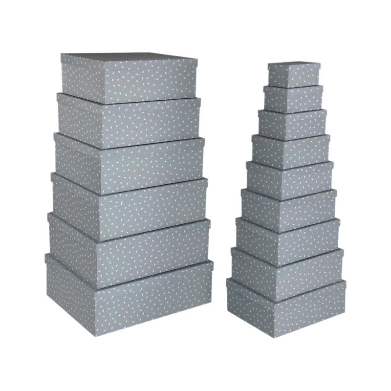 Set di Scatole Decorative Versa Grigio Cartone Fiori (15 Pezzi)