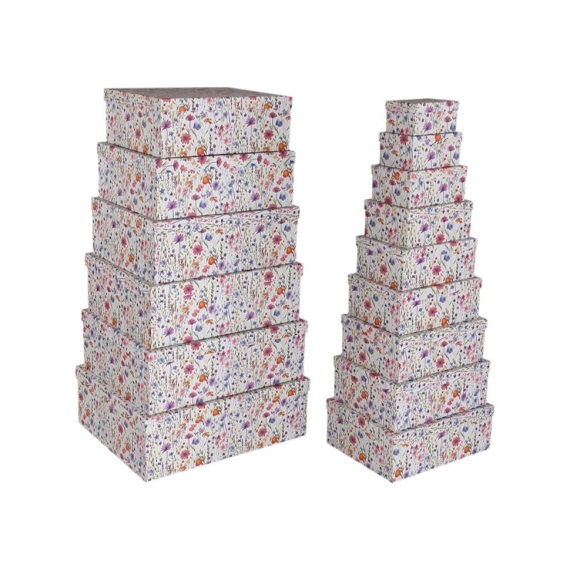 Set di Scatole Decorative Versa Cartone Fiori (15 Pezzi)