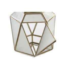 Lanterna DKD Home Decor Cristallo Dorato Ottone (18 x 20 x 23 cm)
