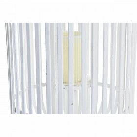Lanterna DKD Home Decor Cristallo Bianco Bambù (28 x 28 x 47 cm)
