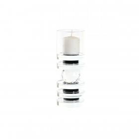 Portacandele DKD Home Decor Azzurro Nero Cristallo 6 x 6 x 16 cm
