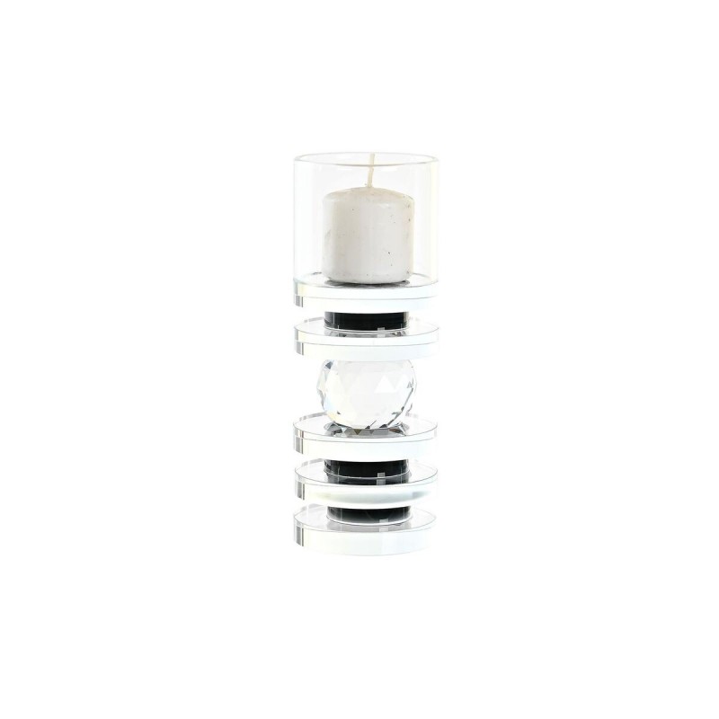 Portacandele DKD Home Decor Azzurro Nero Cristallo 6 x 6 x 16 cm