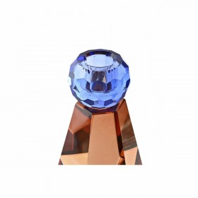 Portacandele DKD Home Decor Azzurro Ambra Bicolore Cristallo 7 x 7 x 12 cm