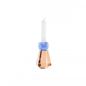 Portacandele DKD Home Decor Azzurro Ambra Bicolore Cristallo 7 x 7 x 12 cm