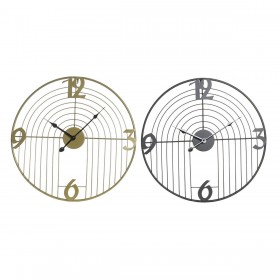 Orologio da Parete DKD Home Decor Nero Dorato Metallo Moderno 45 x 3 x 45 cm (2 Unità)
