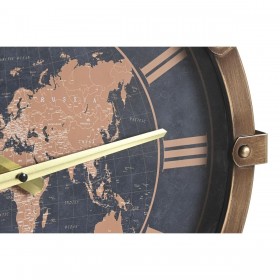 Orologio da Parete DKD Home Decor Dorato Argentato Cristallo Ferro Mappamondo 42 x 8,5 x 54 cm (2 Unità)