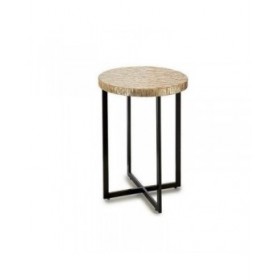 Tavolo aggiuntivo Beige Dorato Metallo Bianco Madreperla 45 x 62 x 45	 cm