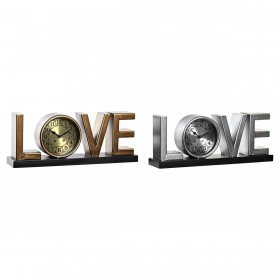 Orologio da Tavolo DKD Home Decor Love Rame 39 x 8 x 15 cm Argentato Ferro Loft (2 Unità)