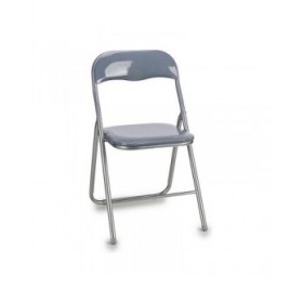 Sedia Pieghevole Grigio PVC Metallo