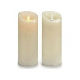 Candela LED Crema Plastica Cera 10 x 21,5 x 10 cm