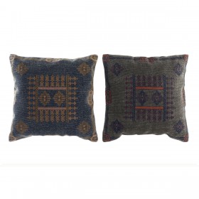 Cuscino DKD Home Decor Azzurro Arancio Arabo 50 x 10 x 50 cm (2 Unità)