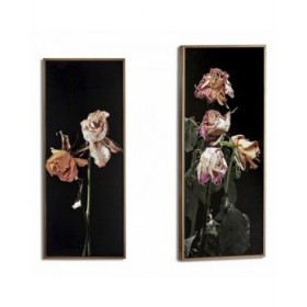 Quadro Dorato Fiori Nero Truciolare (21,2 x 2 x 51,2 cm)