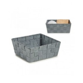 Cestino Kipit A3-6929A9 Grigio Stoffa Intrecciato 18 x 8 x 21 cm