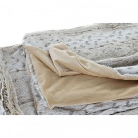 Coperta DKD Home Decor Bianco Beige Animale Montagna Selvaggio 150 x 200 x 2 cm 130 x 170 x 2 cm