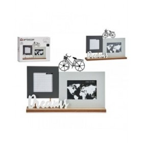 Cornice Portafoto Dreams Nero Grigio Bianco Legno (37,5 x 6 x 26,5 cm)
