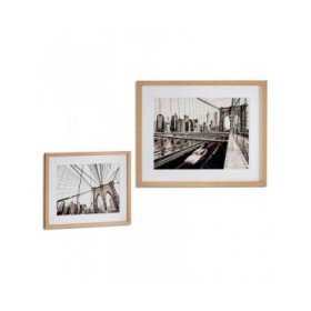 Quadro Ponte Faggio 43 x 3 x 53 cm Legno Marrone Vetro