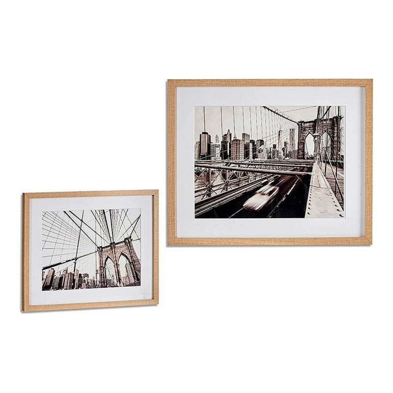 Quadro Ponte Faggio 43 x 3 x 53 cm Legno Marrone Vetro