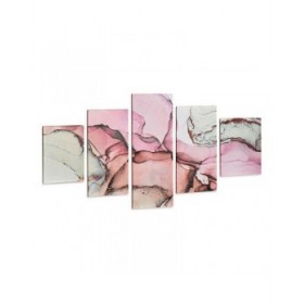 Quadro Tela Marmo Rosa (5 Pezzi)