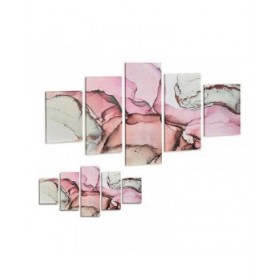 Quadro Tela Marmo Rosa (5 Pezzi)