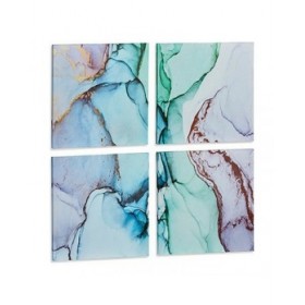 Quadro Tela Marmo Azzurro (4 Pezzi)