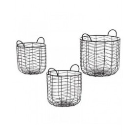 Set di Cesti Nero Metallo (3 pcs)