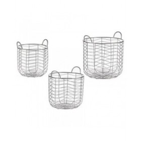 Set di Cesti Argentato Metallo (3 pcs)