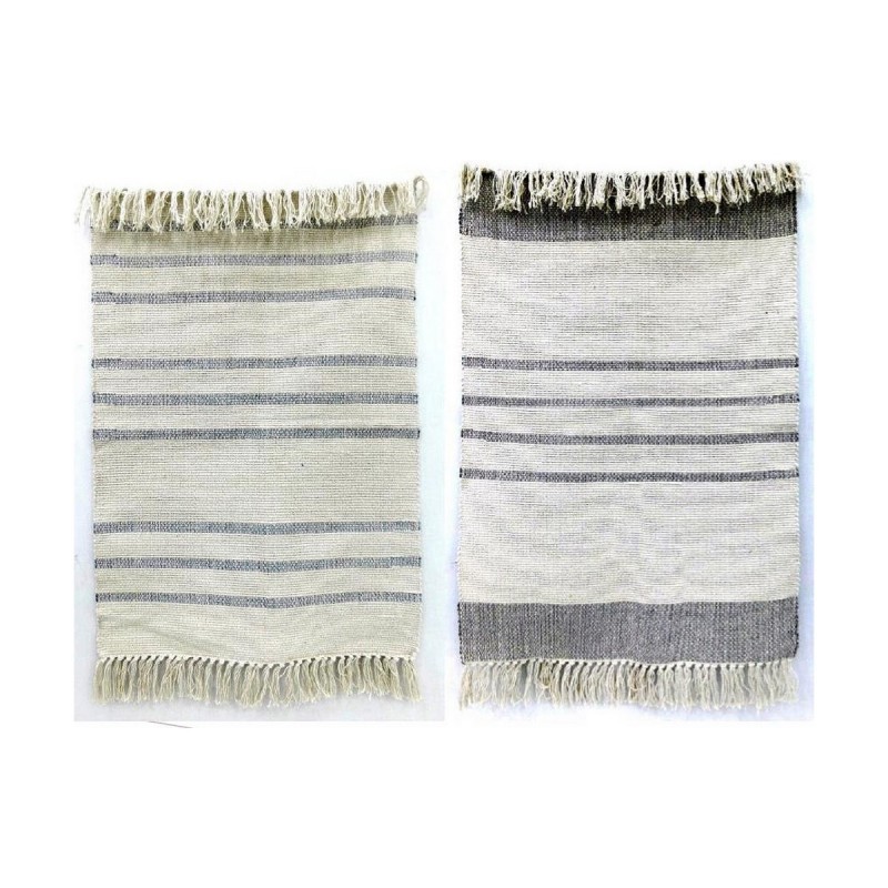 Tappeto DKD Home Decor 200 x 290 x 0,75 cm Grigio Poliestere Bianco Frange Boho (2 Unità)