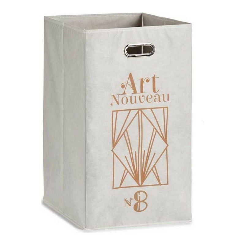 Cestino Multiuso Berilo Art Nouveau Bianco Dorato Cartone 60 L 35 x 57 x 35 cm Pieghevole